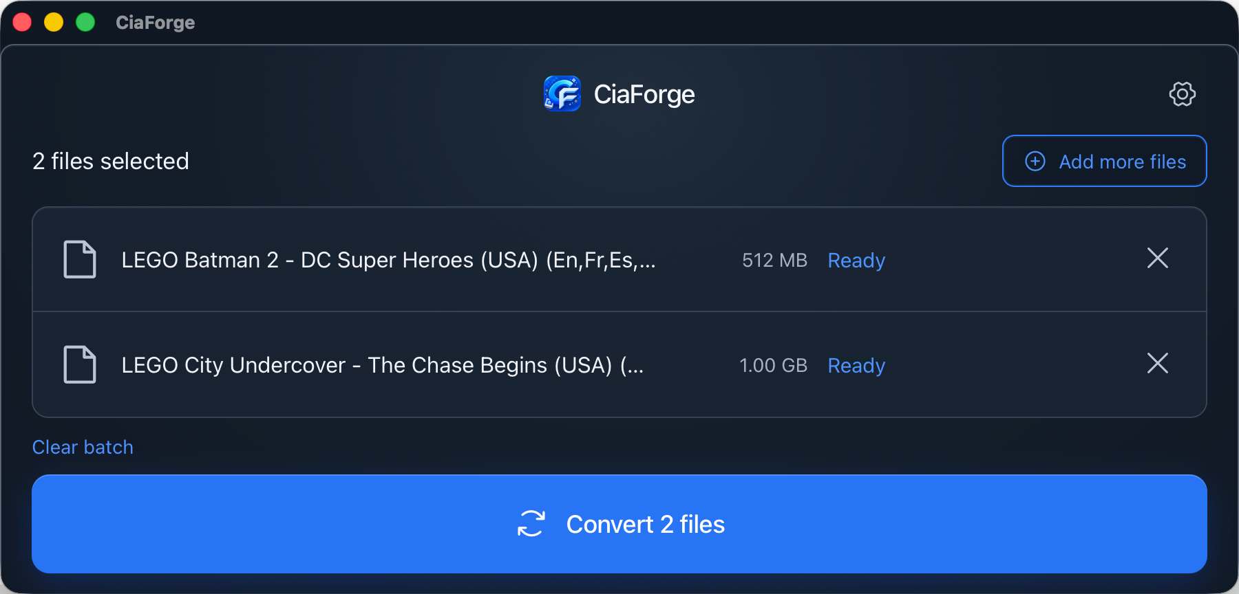 CiaForge conversion queue